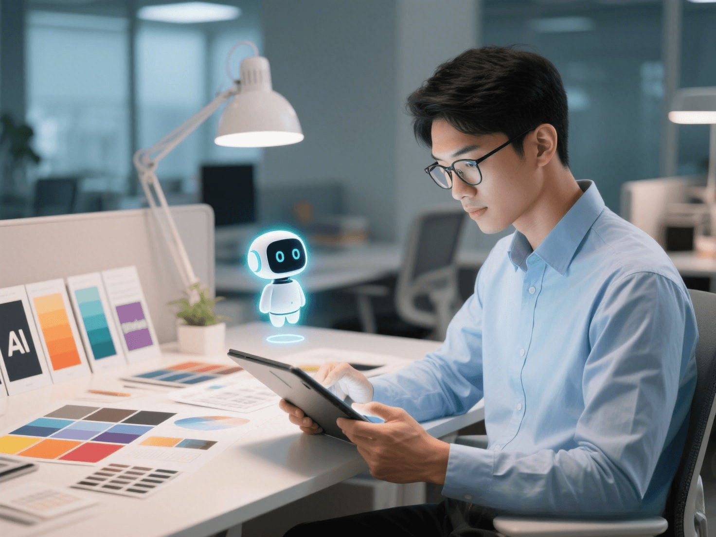 Người dùng trẻ đang sử dụng trợ lý AI hỗ trợ viết nội dung mà không cần biết code