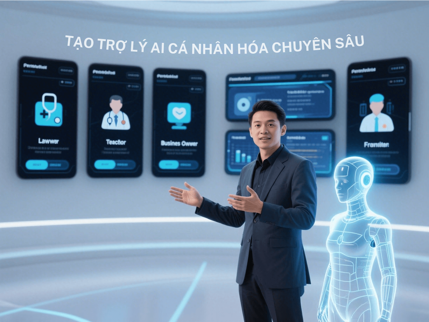 Người dùng trẻ đang sử dụng trợ lý AI hỗ trợ viết nội dung mà không cần biết code